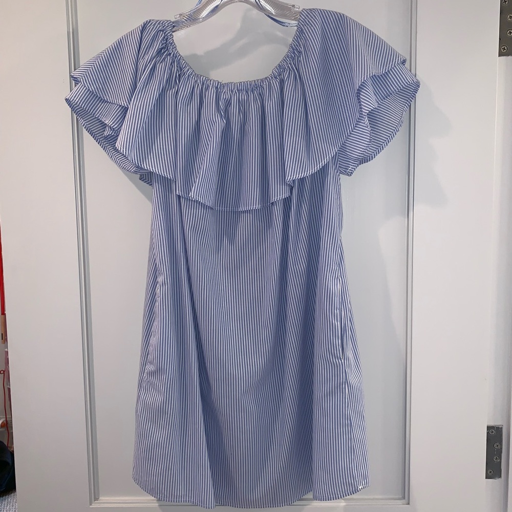 Zara Women Striped Off the Shoulder Dress - Size S - Picture 3 of 4